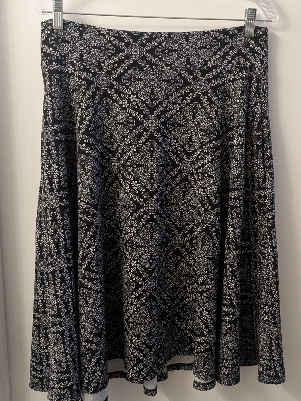 Agnes & Dora Black and White Floral Medallion Skater Skirt